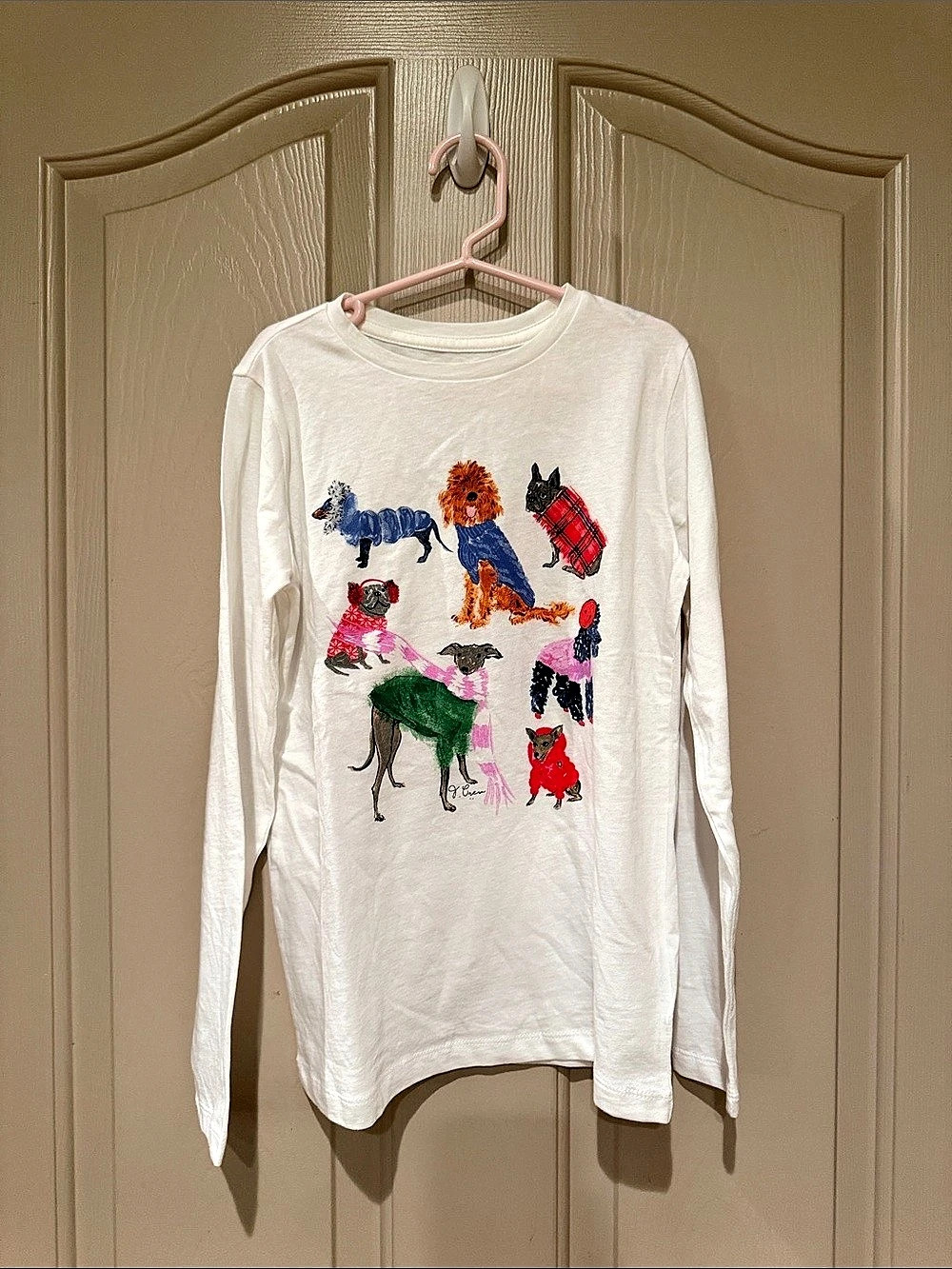 crewcuts Kids' long-sleeve holiday dogs graphic T-shirt Kids' Holiday Dogs